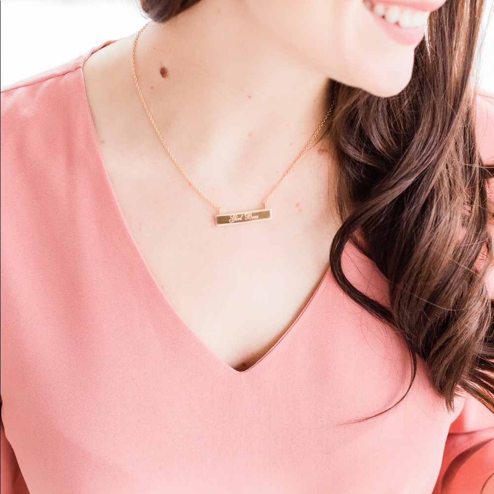 Brook & York Gold Girlboss Plate Necklace